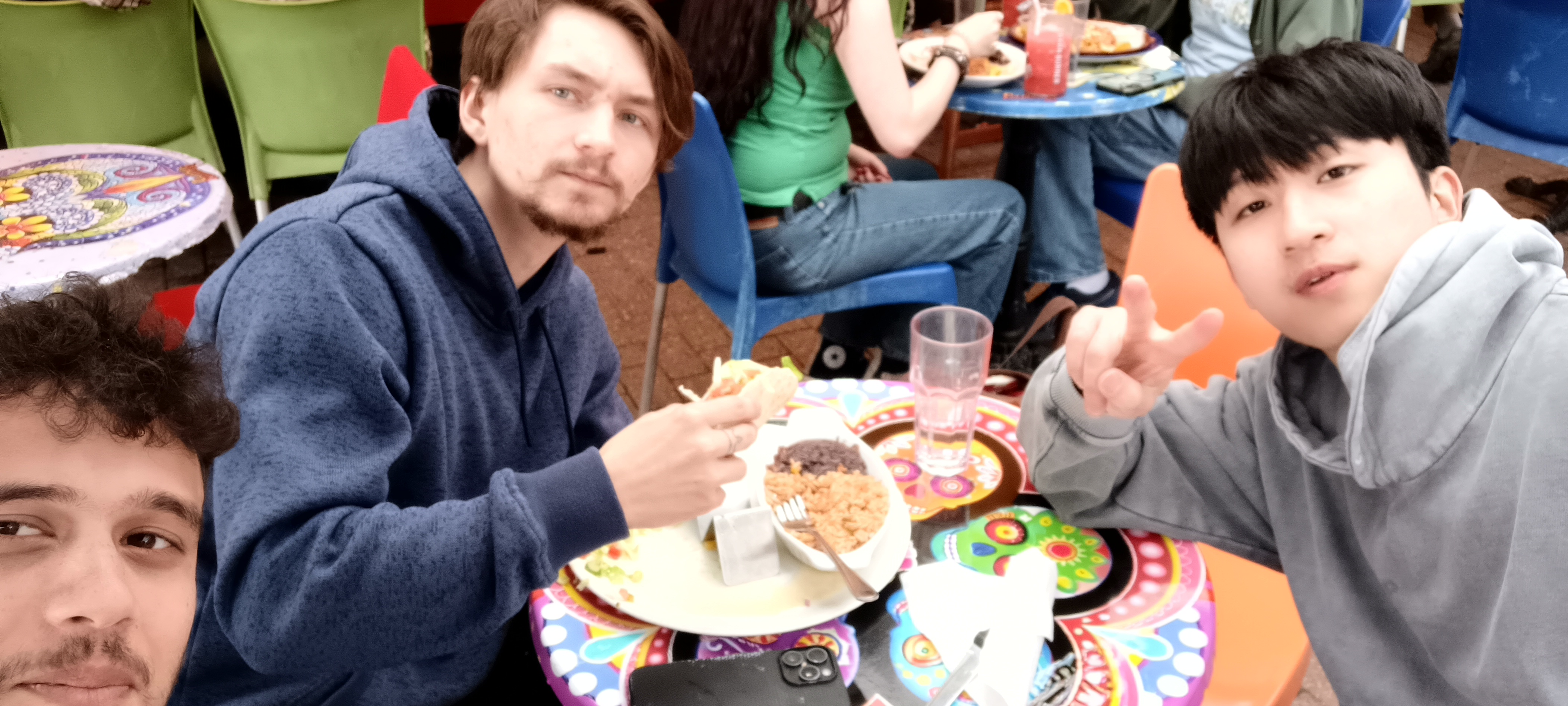 Friends enjoying carne asada at Feleena's Mexican Restaurant