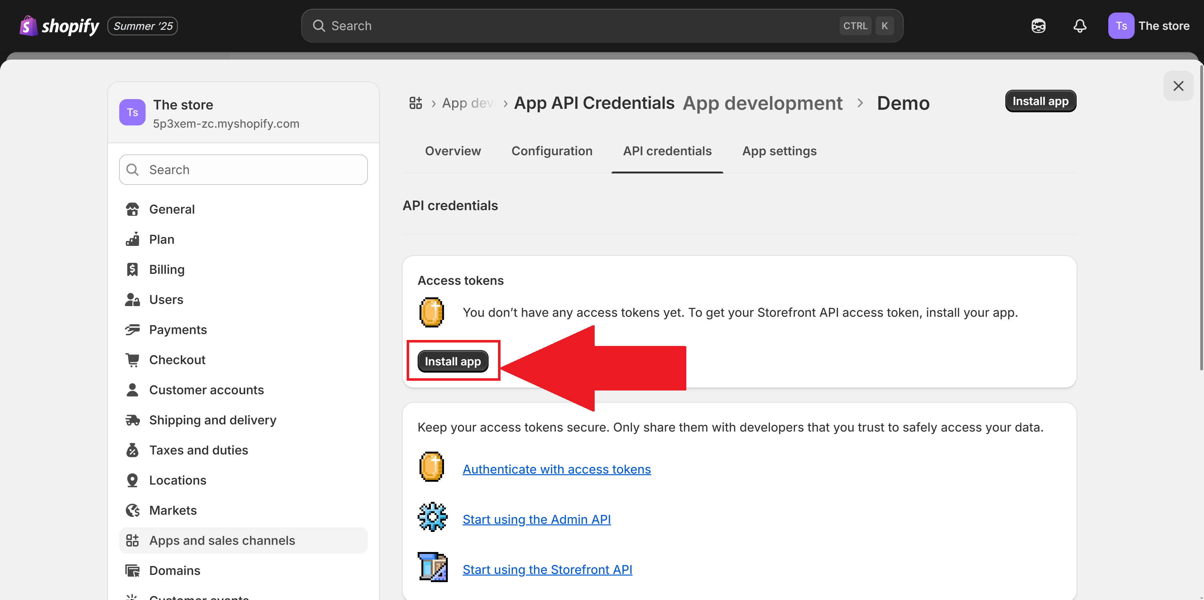 Install the custom app